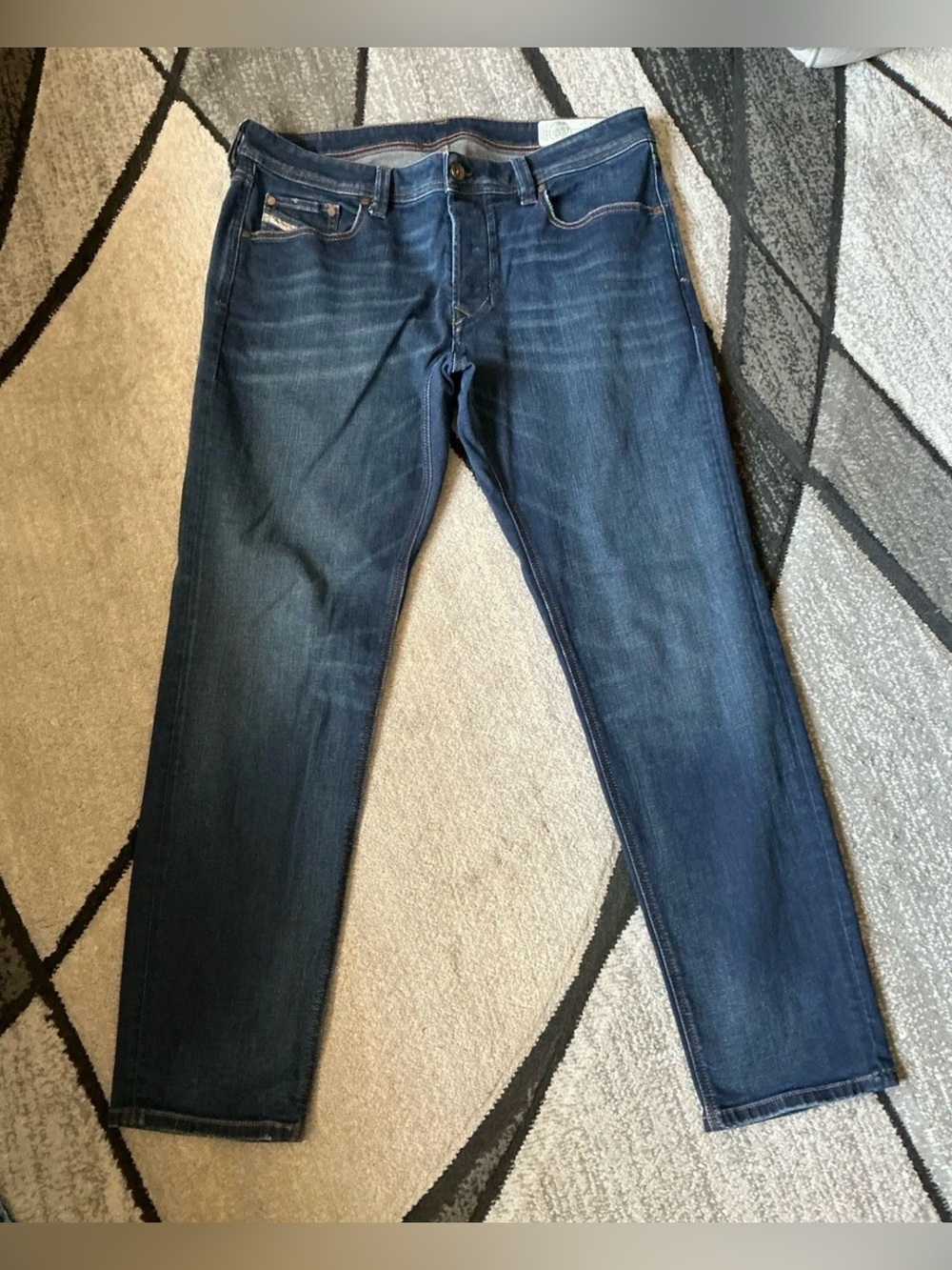 Size 36 x 32 - Diesel Larkee Beex Regular Tapered Dark Wash Stretch Jeans 0857Z